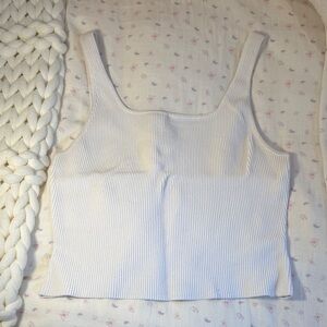 Aritzia Cream Ribbed Tank Top